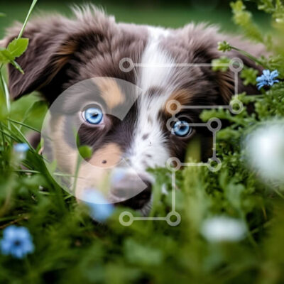 Intra Συλλεκτικό Ξύλινο Παζλ Plywood  4mm - Αξιολάτρευτο σκυλί που κρυφοκοιτάζει μέσα από καταπράσινο φύλλωμα Σε Ξύλινο Κουτί - Διαστάσεις: 10x10 cm – 25 κομμάτια - Image 1