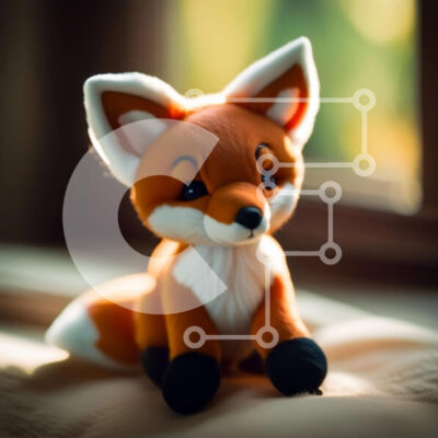 Intra Συλλεκτικό Ξύλινο Παζλ Plywood  4mm - Αξιολάτρευτη εικόνα ενός γεμισμένου παιχνιδιού αλεπούς σε ένα περβάζι Σε Ξύλινο Κουτί - Διαστάσεις Puzzle: 10x10 cm – 25 κομμάτια - Image 1