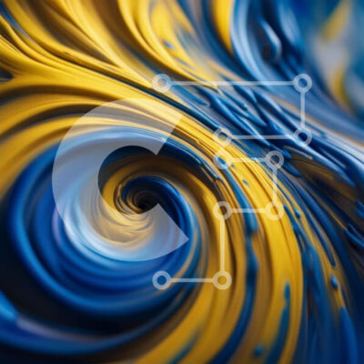 Intra Συλλεκτικό Ξύλινο Παζλ Plywood 4mm - Ζωντανή και δυναμική αφηρημένη ζωγραφική με στροβιλιζόμενα μπλε και κίτρινα μοτίβα Σε Ξύλινο Κουτί - Διαστάσεις Puzzle: 10x10 cm – 25 κομμάτια - Image 1