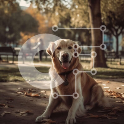 Intra Συλλεκτικό Ξύλινο Παζλ Plywood  4mm - Αξιολάτρευτη εικόνα του σκύλου Golden Retriever σε ένα Sunny Park Σε Ξύλινο Κουτί - Διαστάσεις: 10x10 cm – 25 κομμάτια - Image 1