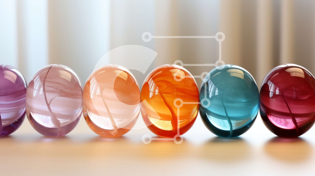 Intra Συλλεκτικό Ξύλινο Παζλ Plywood  4mm - Ζωντανά και πολύχρωμα γυάλινα μάρμαρα σε ένα τραπέζι Σε Ξύλινο Κουτί - Διαστάσεις: 10x10 cm – 25 κομμάτια