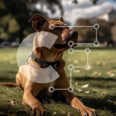 Intra Συλλεκτικό Ξύλινο Παζλ Plywood  4mm - Αξιολάτρευτη εικόνα καφέ σκύλου που κάθεται στο πάρκο με λουρί Σε Ξύλινο Κουτί - Διαστάσεις: 10x10 cm – 25 κομμάτια - Image 1