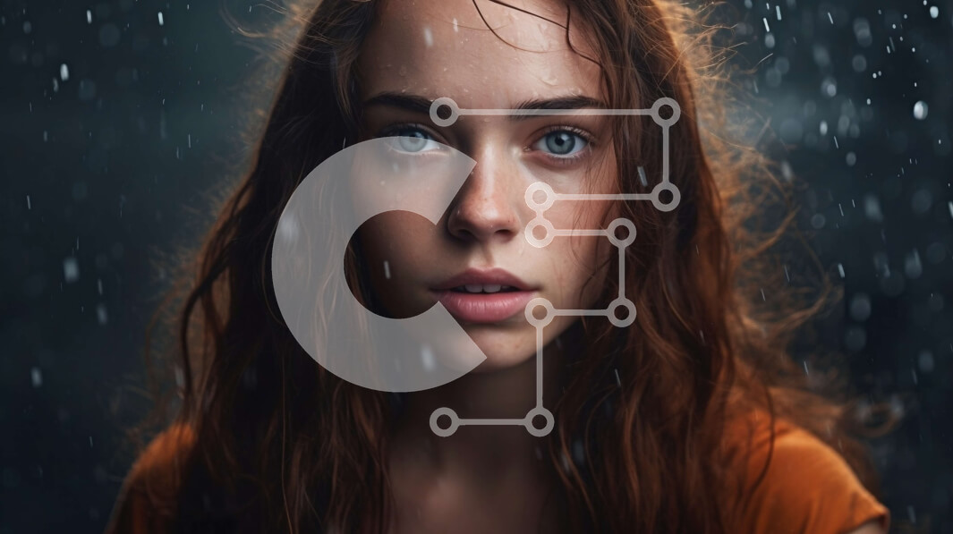 Intra Συλλεκτικό Ξύλινο Παζλ Plywood  4mm - Κυκλοθυμική εικόνα μιας νεαρής γυναίκας που στέκεται στη βροχή Σε Ξύλινο Κουτί - Διαστάσεις Puzzle: 10x10 cm – 25 κομμάτια