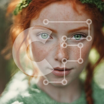 Intra Συλλεκτικό Ξύλινο Παζλ Plywood  4mm - Νεαρή γυναίκα με κόκκινα μαλλιά που φορά ένα πράσινο φόρεμα και στεφάνι από φύλλα Σε Ξύλινο Κουτί - Διαστάσεις Puzzle: 10x10 cm – 25 κομμάτια - Image 1