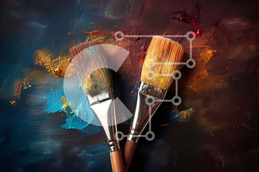 Intra Συλλεκτικό Ξύλινο Παζλ Plywood  4mm - Πολύχρωμα πινέλα σε σκούρο φόντο Σε Ξύλινο Κουτί - Διαστάσεις: 10x10 cm – 25 κομμάτια