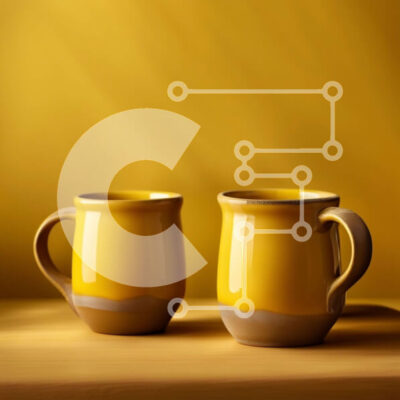 Intra Συλλεκτικό Ξύλινο Παζλ Plywood  4mm - Όμορφη εικόνα δύο κίτρινων κούπες σε ένα ξύλινο τραπέζι Σε Ξύλινο Κουτί - Διαστάσεις Puzzle: 10x10 cm – 25 κομμάτια - Image 1