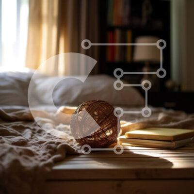 Intra Συλλεκτικό Ξύλινο Παζλ Plywood  4mm - Άνετο και φιλόξενο υπνοδωμάτιο με μπάλα νήματος στο κρεβάτι Σε Ξύλινο Κουτί - Διαστάσεις Puzzle: 10x10 cm – 25 κομμάτια - Image 1