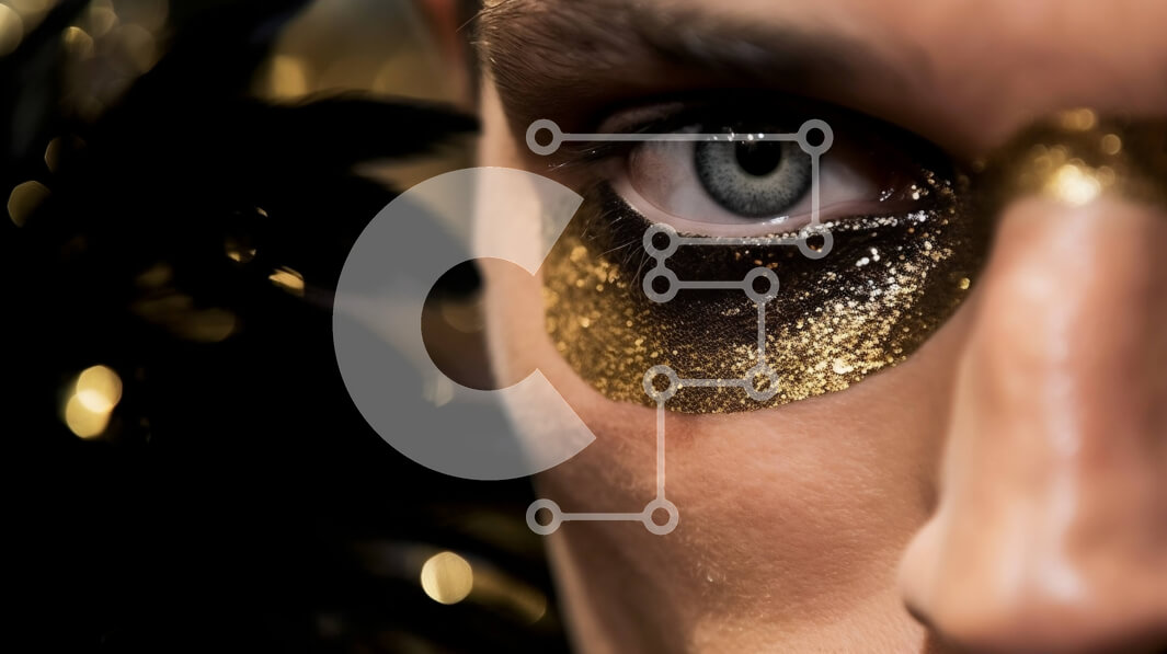 Intra Συλλεκτικό Ξύλινο Παζλ Plywood  4mm - Κομψό χρυσό γκλίτερ μακιγιάζ για άνδρες Σε Ξύλινο Κουτί - Διαστάσεις Puzzle: 10x10 cm – 25 κομμάτια