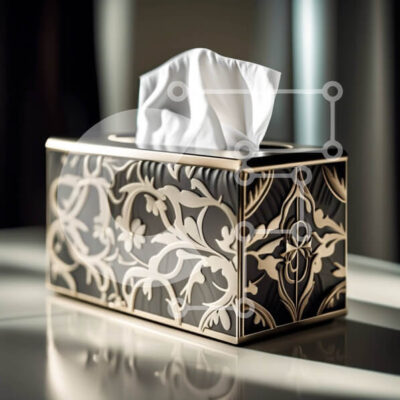 Intra Συλλεκτικό Ξύλινο Παζλ Plywood  4mm - Κομψό μαύρο και χρυσό χαρτομάντιλο με περίπλοκο φλοράλ σχέδιο Σε Ξύλινο Κουτί - Διαστάσεις: 10x10 cm – 25 κομμάτια - Image 1