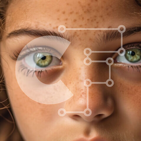 Intra Συλλεκτικό Ξύλινο Παζλ Plywood 4mm - Όμορφο πορτρέτο ενός νεαρού κοριτσιού με πράσινα μάτια και φακίδες Σε Ξύλινο Κουτί - Διαστάσεις Puzzle: 10x10 cm – 25 κομμάτια - Image 1