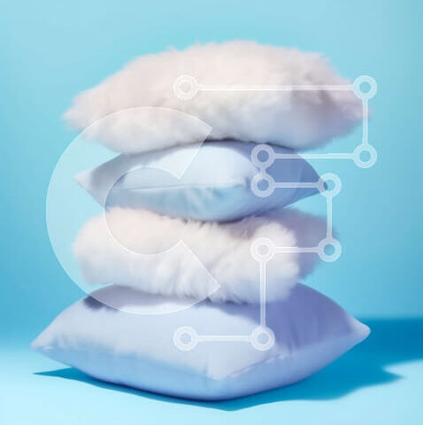 Intra Συλλεκτικό Ξύλινο Παζλ Plywood  4mm - Άνετα λευκά μαξιλάρια σε μπλε φόντο Σε Ξύλινο Κουτί - Διαστάσεις Puzzle: 10x10 cm – 25 κομμάτια - Image 1