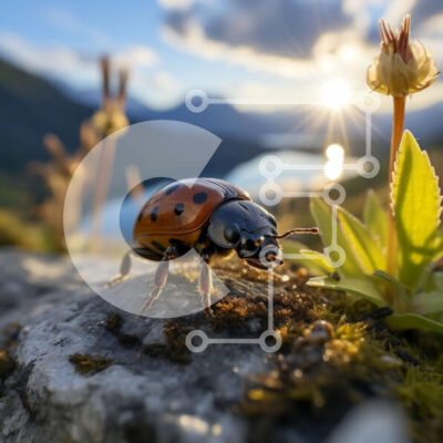 Intra Συλλεκτικό Ξύλινο Παζλ Plywood 4mm - Όμορφη εικόνα μιας πασχαλίτσας στο ηλιοβασίλεμα σε μια ορεινή λίμνη Σε Ξύλινο Κουτί - Διαστάσεις: 10x10 cm – 25 κομμάτια - Image 1