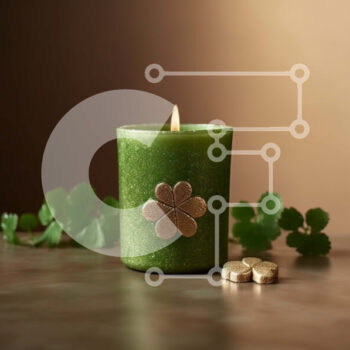 Intra Συλλεκτικό Ξύλινο Παζλ Plywood  4mm - Αναμμένο κερί τριφύλλι για την ημέρα του Αγίου Πατρικίου Σε Ξύλινο Κουτί - Διαστάσεις: 10x10 cm – 25 κομμάτια - Image 1