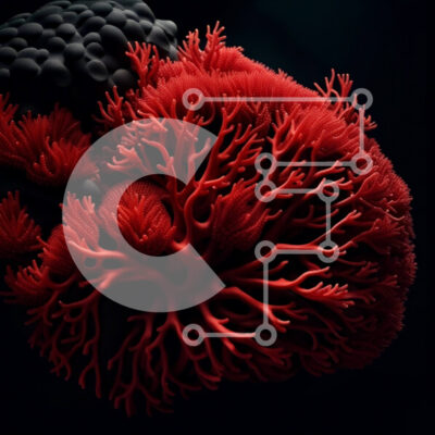 Intra Συλλεκτικό Ξύλινο Παζλ Plywood  4mm - Δονούμενη εικόνα κόκκινου κοραλλιού με μικρούς πολύποδες σε βραχώδη επιφάνεια Σε Ξύλινο Κουτί - Διαστάσεις: 10x10 cm – 25 κομμάτια - Image 1