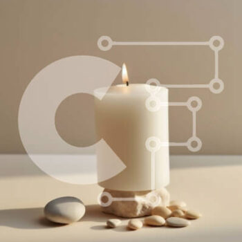 Intra Συλλεκτικό Ξύλινο Παζλ Plywood  4mm - Λευκό κερί σε λευκή επιφάνεια με βότσαλα Σε Ξύλινο Κουτί - Διαστάσεις Puzzle: 10x10 cm – 25 κομμάτια - Image 1