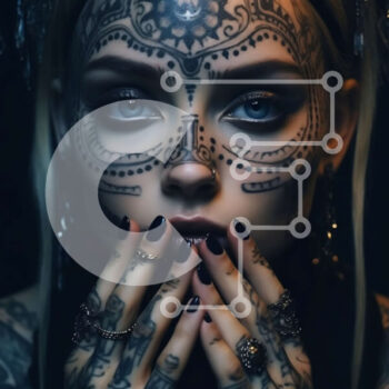 Intra Συλλεκτικό Ξύλινο Παζλ Plywood  4mm - Πορτρέτο μιας γυναίκας με περίπλοκα τατουάζ στο πρόσωπο και τα χέρια Σε Ξύλινο Κουτί - Διαστάσεις Puzzle: 10x10 cm – 25 κομμάτια - Image 1