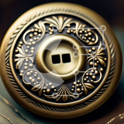 Intra Συλλεκτικό Ξύλινο Παζλ Plywood 4mm - Όμορφο ορειχάλκινο κουμπί με περίπλοκο floral σχέδιο Σε Ξύλινο Κουτί - Διαστάσεις: 10x10 cm – 25 κομμάτια - Image 1