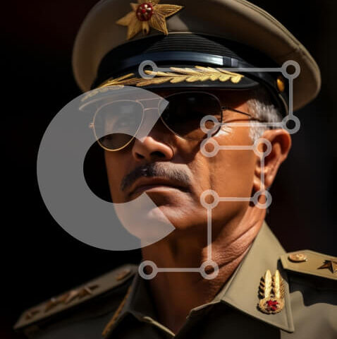 Intra Συλλεκτικό Ξύλινο Παζλ Plywood 4mm - Εικόνα στρατιωτικού άνδρα με στολή με γυαλιά ηλίου και καπέλο Σε Ξύλινο Κουτί - Διαστάσεις Puzzle: 10x10 cm – 25 κομμάτια - Image 1