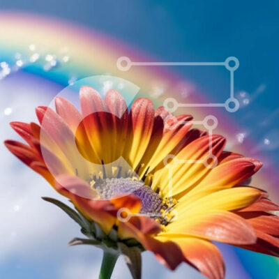 Intra Συλλεκτικό Ξύλινο Παζλ Plywood 4mm - Rainbow and Daisy - Μια πολύχρωμη και όμορφη σκηνή Σε Ξύλινο Κουτί - Διαστάσεις: 10x10 cm – 25 κομμάτια - Image 1