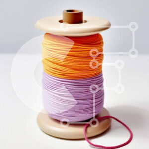 Intra Συλλεκτικό Ξύλινο Παζλ Plywood  4mm - Ζωντανό καρούλι νήματος σε πορτοκαλί και μωβ σε λευκό τραπέζι Σε Ξύλινο Κουτί - Διαστάσεις Puzzle: 10x10 cm – 25 κομμάτια