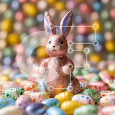 Intra Συλλεκτικό Ξύλινο Παζλ Plywood  4mm - Αξιολάτρευτο σοκολατένιο πασχαλινό λαγουδάκι με πολύχρωμα αυγά Σε Ξύλινο Κουτί - Διαστάσεις: 10x10 cm – 25 κομμάτια - Image 1