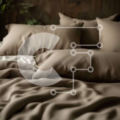 Intra Συλλεκτικό Ξύλινο Παζλ Plywood  4mm - Άνετο κρεβάτι με σωρό από μπεζ μαξιλάρια σε κοντινή λήψη Σε Ξύλινο Κουτί - Διαστάσεις Puzzle: 10x10 cm – 25 κομμάτια - Image 1