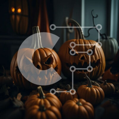 Intra Συλλεκτικό Ξύλινο Παζλ Plywood  4mm - Απόκοσμες κολοκύθες αποκριών με λαμπερά μάτια Σε Ξύλινο Κουτί - Διαστάσεις: 10x10 cm – 25 κομμάτια - Image 1