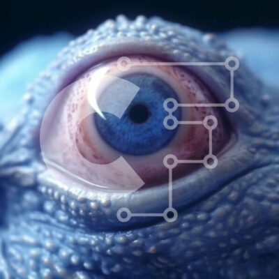 Intra Συλλεκτικό Ξύλινο Παζλ Plywood  4mm - Εκπληκτική κινηματογράφηση σε πρώτο πλάνο ενός μπλε ματιού ιγκουάνα Σε Ξύλινο Κουτί - Διαστάσεις: 10x10 cm – 25 κομμάτια - Image 1