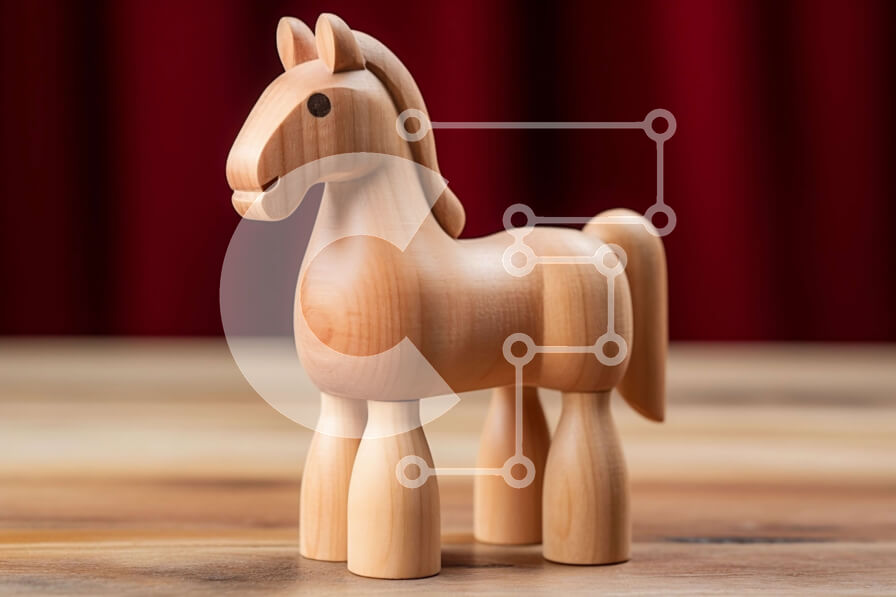 Intra Συλλεκτικό Ξύλινο Παζλ Plywood  4mm - Όμορφη εικόνα ενός ξύλινου παιχνιδιού αλόγων σε ένα ξύλινο τραπέζι Σε Ξύλινο Κουτί - Διαστάσεις: 10x10 cm – 25 κομμάτια