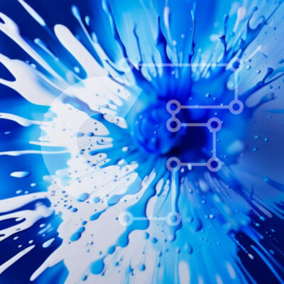 Intra Συλλεκτικό Ξύλινο Παζλ Plywood  4mm - Ζωντανή αφηρημένη τέχνη: Μπλε και λευκό με πιτσιλιές χρωμάτων Σε Ξύλινο Κουτί - Διαστάσεις Puzzle: 10x10 cm – 25 κομμάτια - Image 1