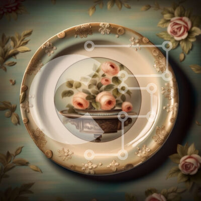 Intra Συλλεκτικό Ξύλινο Παζλ Plywood  4mm - Όμορφο Vintage πιάτο με Floral σχέδιο Σε Ξύλινο Κουτί - Διαστάσεις Puzzle: 10x10 cm – 25 κομμάτια - Image 1