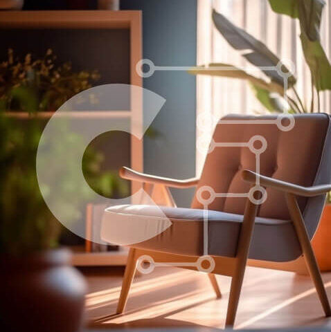 Intra Συλλεκτικό Ξύλινο Παζλ Plywood  4mm - Άνετο σαλόνι με φυτό σε γλάστρα Σε Ξύλινο Κουτί - Διαστάσεις Puzzle: 10x10 cm – 25 κομμάτια - Image 1