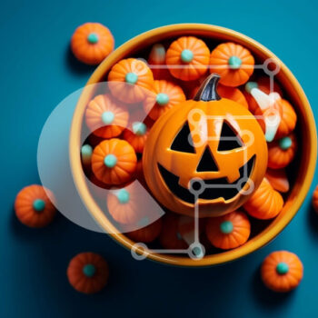 Intra Συλλεκτικό Ξύλινο Παζλ Plywood  4mm - Μπολ Candy Corn με πρόσωπο Jack-o-lantern Σε Ξύλινο Κουτί - Διαστάσεις Puzzle: 10x10 cm – 25 κομμάτια - Image 1