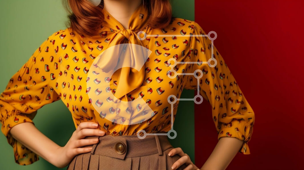 Intra Συλλεκτικό Ξύλινο Παζλ Plywood  4mm - Κομψή γυναίκα με κίτρινη πουά μπλούζα και καφέ Pencil φούστα Σε Ξύλινο Κουτί - Διαστάσεις Puzzle: 10x10 cm – 25 κομμάτια