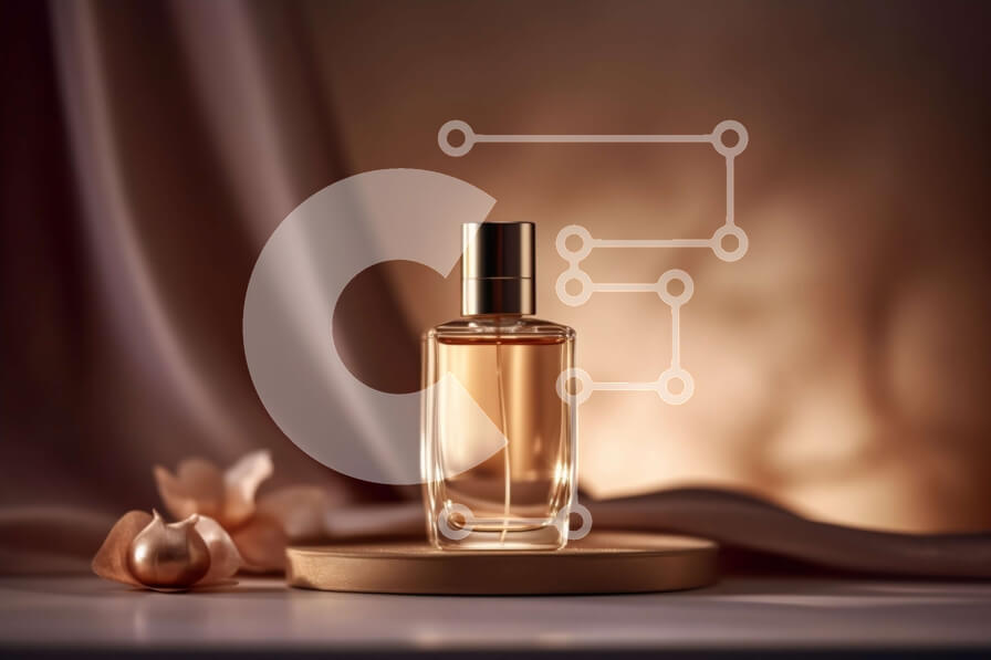 Intra Συλλεκτικό Ξύλινο Παζλ Plywood  4mm - Διαφανές γυάλινο μπουκάλι αρώματος με χρυσό καπάκι σε ξύλινη επιφάνεια Σε Ξύλινο Κουτί - Διαστάσεις Puzzle: 10x10 cm – 25 κομμάτια