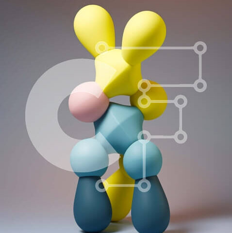 Intra Συλλεκτικό Ξύλινο Παζλ Plywood  4mm - Πολύχρωμο αφηρημένο γλυπτό σε σχήμα κουνελιού Σε Ξύλινο Κουτί - Διαστάσεις: 10x10 cm – 25 κομμάτια - Image 1