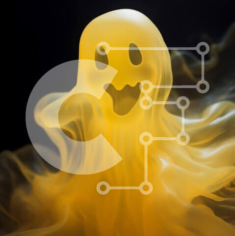 Intra Συλλεκτικό Ξύλινο Παζλ Plywood 4mm - Χαμογελαστό πορτοκαλί φάντασμα στο Cloud of Smoke Σε Ξύλινο Κουτί - Διαστάσεις Puzzle: 10x10 cm – 25 κομμάτια - Image 1