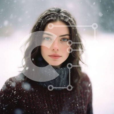 Intra Συλλεκτικό Ξύλινο Παζλ Plywood  4mm - Όμορφη εικόνα μιας νεαρής γυναίκας στο χιόνι Σε Ξύλινο Κουτί - Διαστάσεις Puzzle: 10x10 cm – 25 κομμάτια - Image 1