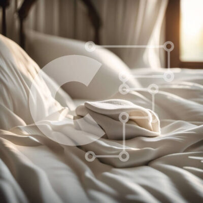 Intra Συλλεκτικό Ξύλινο Παζλ Plywood  4mm - Άνετη και γαλήνια κοντινή πλάνο ενός κρεβατιού με λευκά σεντόνια και μαξιλάρι Σε Ξύλινο Κουτί - Διαστάσεις Puzzle: 10x10 cm – 25 κομμάτια - Image 1