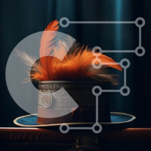 Intra Συλλεκτικό Ξύλινο Παζλ Plywood  4mm - Καπέλο καφέ με πορτοκαλί φτερό στο τραπέζι Σε Ξύλινο Κουτί - Διαστάσεις: 10x10 cm – 25 κομμάτια