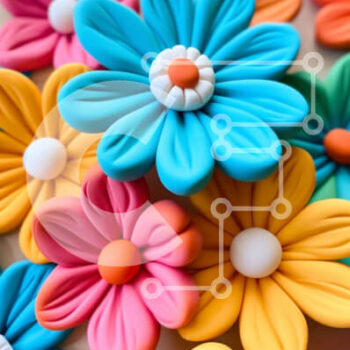 Intra Συλλεκτικό Ξύλινο Παζλ Plywood  4mm - Ομάδα πολύχρωμων ειδωλίων σε σχήμα λουλουδιών Σε Ξύλινο Κουτί - Διαστάσεις Puzzle: 10x10 cm – 25 κομμάτια - Image 1