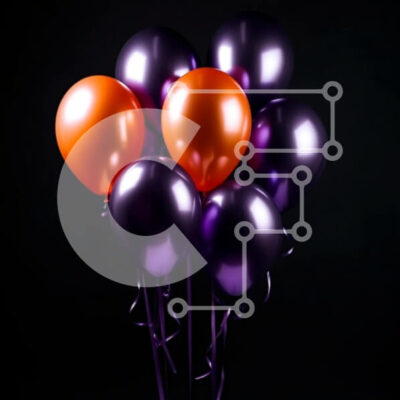 Intra Συλλεκτικό Ξύλινο Παζλ Plywood  4mm - Ζωντανά μωβ και πορτοκαλί μπαλόνια που επιπλέουν στον αέρα Σε Ξύλινο Κουτί - Διαστάσεις Puzzle: 10x10 cm – 25 κομμάτια - Image 1