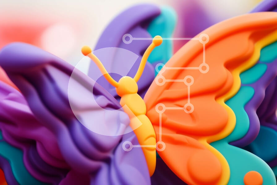 Intra Συλλεκτικό Ξύλινο Παζλ Plywood  4mm - Κοντινό πλάνο πολύχρωμων ειδωλίων πεταλούδων Σε Ξύλινο Κουτί - Διαστάσεις: 10x10 cm – 25 κομμάτια