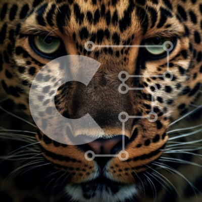 Intra Συλλεκτικό Ξύλινο Παζλ Plywood 4mm - Εκπληκτική κοντινή πλάνο του προσώπου μιας λεοπάρδαλης με αιχμηρά δόντια Σε Ξύλινο Κουτί - Διαστάσεις: 10x10 cm – 25 κομμάτια - Image 1