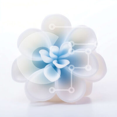 Intra Συλλεκτικό Ξύλινο Παζλ Plywood  4mm - Λευκό και μπλε λουλούδι σε άσπρο φόντο Σε Ξύλινο Κουτί - Διαστάσεις: 10x10 cm – 25 κομμάτια - Image 1