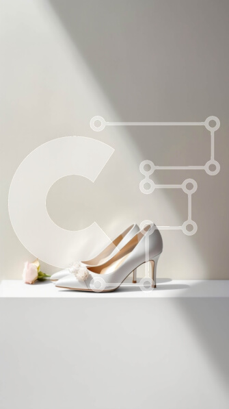 Intra Συλλεκτικό Ξύλινο Παζλ Plywood  4mm - Κομψές λευκές ψηλοτάκουνες γόβες με λεπτομέρεια σε ροζ τριαντάφυλλο Σε Ξύλινο Κουτί - Διαστάσεις Puzzle: 10x10 cm – 25 κομμάτια