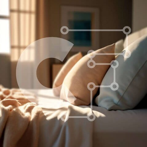 Intra Συλλεκτικό Ξύλινο Παζλ Plywood  4mm - Κρεβάτι με λευκά σεντόνια και μαξιλάρια στο ζεστό φως του ήλιου Σε Ξύλινο Κουτί - Διαστάσεις Puzzle: 10x10 cm – 25 κομμάτια - Image 1