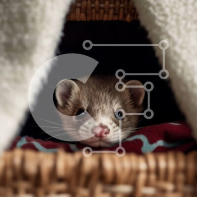 Intra Συλλεκτικό Ξύλινο Παζλ Plywood  4mm - Αξιολάτρευτο κουνάβι που κρυφοκοιτάζει πίσω από μια κουβέρτα σε ένα καλάθι Σε Ξύλινο Κουτί - Διαστάσεις: 10x10 cm – 25 κομμάτια - Image 1