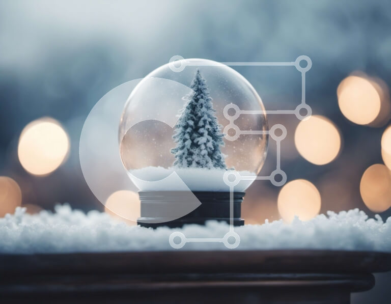 Intra Συλλεκτικό Ξύλινο Παζλ Plywood  4mm - Εορταστική Snow Globe με στολισμένο δέντρο και φώτα Bokeh Σε Ξύλινο Κουτί - Διαστάσεις: 10x10 cm – 25 κομμάτια