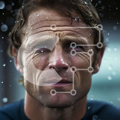 Intra Συλλεκτικό Ξύλινο Παζλ Plywood  4mm - Σοβαρός άνδρας με σταγονίδια νερού στο πρόσωπο και τα μαλλιά Σε Ξύλινο Κουτί - Διαστάσεις Puzzle: 10x10 cm – 25 κομμάτια - Image 1